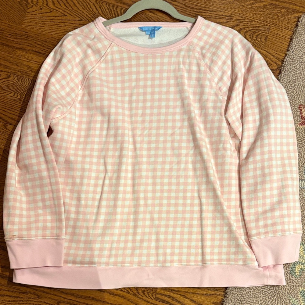 Draper James Pink and White Gingham Sweatshirt
